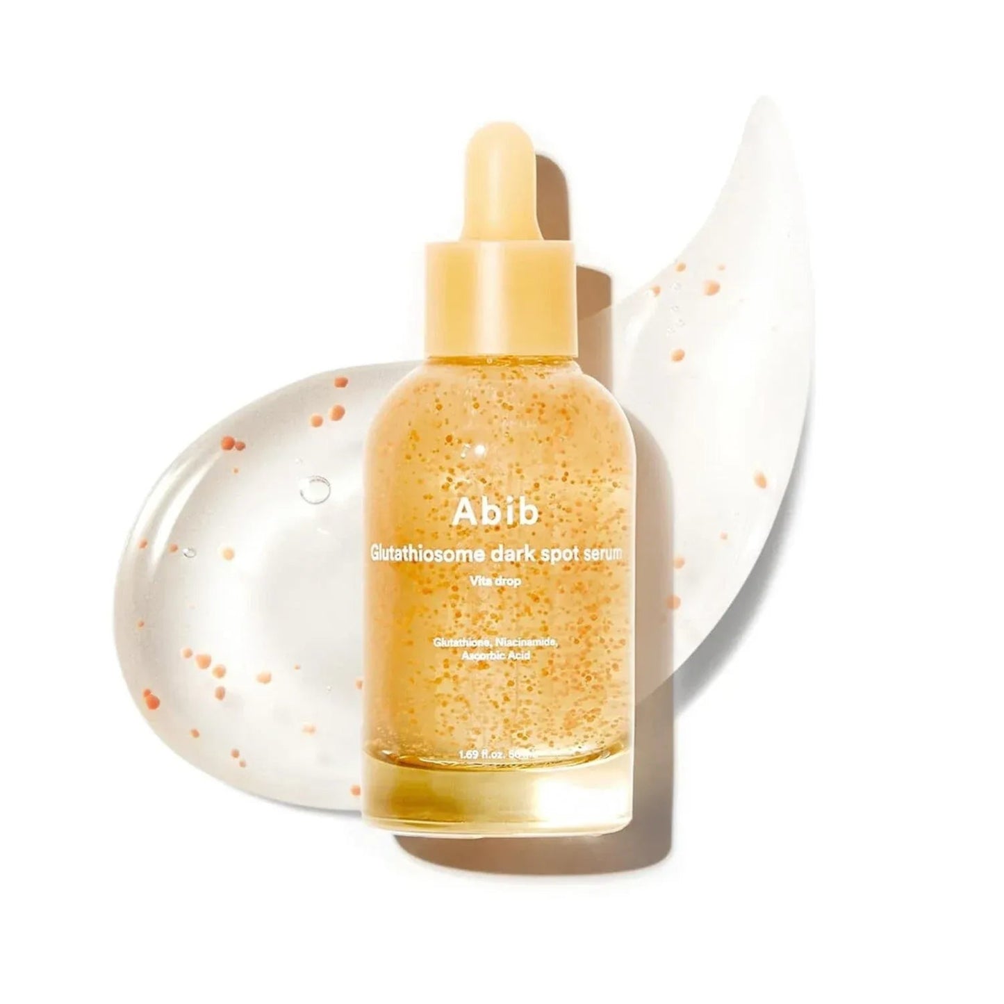Skincare serum bottle with dropper labeled 'Abib' on a white background