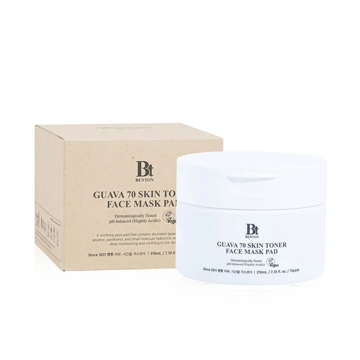 Benton Guava 70 Skin Toner Face Mask Pad packaging on a white background