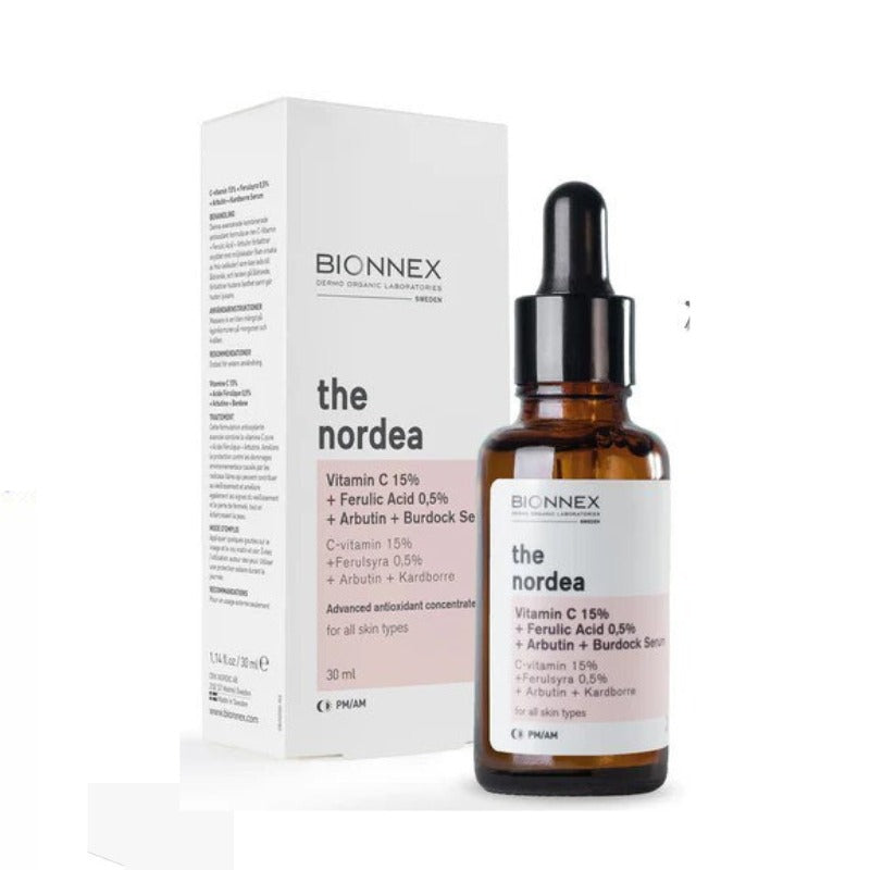 Bionnex The Nordea Vitamin C 15% Serum 30ml - سيروم بيونكس نورديا بفيتامين سي 15% لتفتيح ومكافحة علامات التقدم بالعمر | Lumella