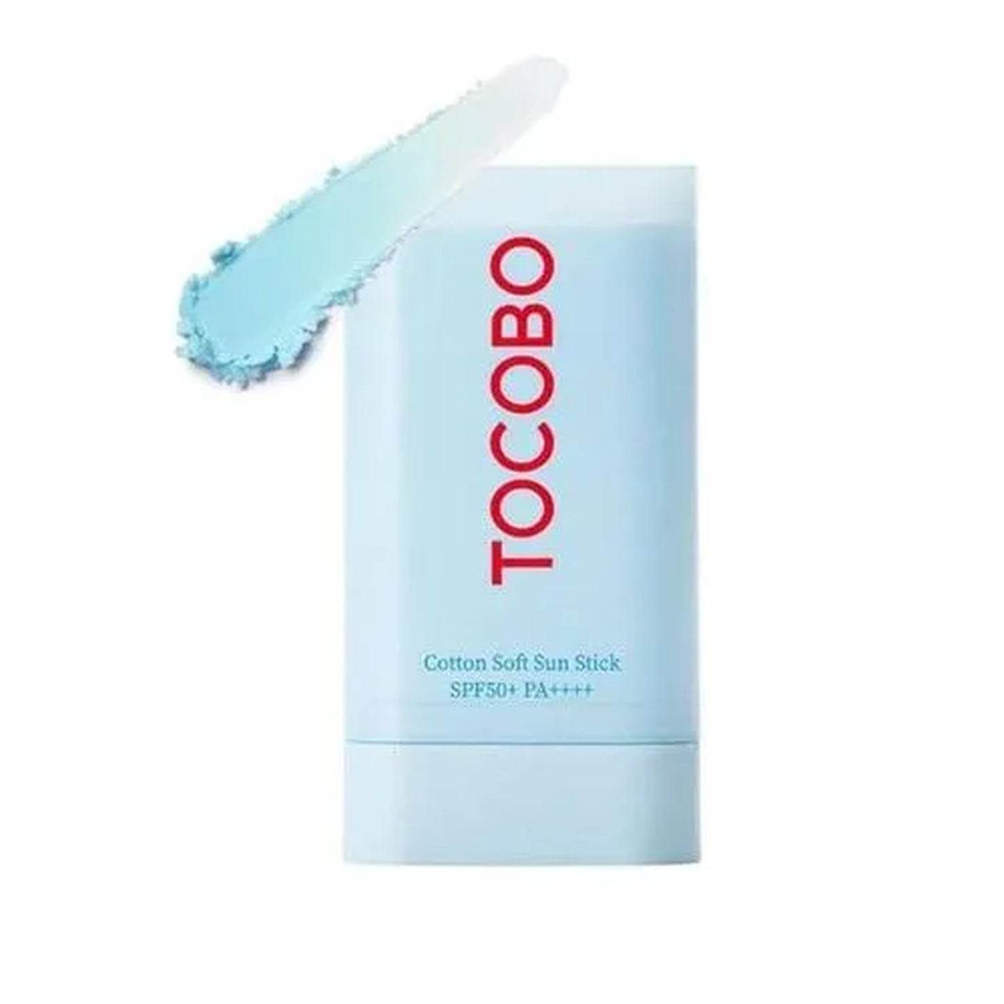 Tocobo cotton soft sun stick with a swatch on a white background