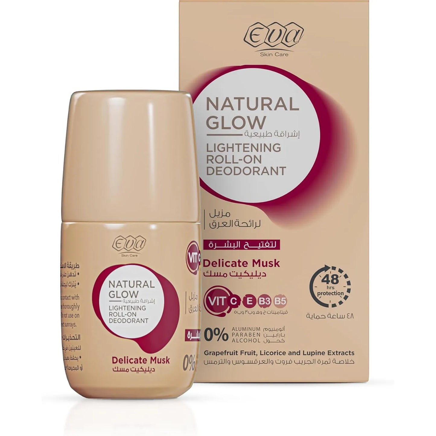 Eva Skin Care Natural Glow Lightening Roll-On Deodorant 60gm for underarm brightening