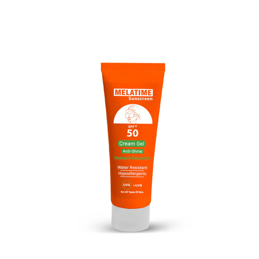 MELATIME SUN SCREEN SPF 50+ CREAM GEL 120GM - كريم جل ميلاتايم للحماية من الشمس بعامل حماية 50+ للبشرة | Lumella