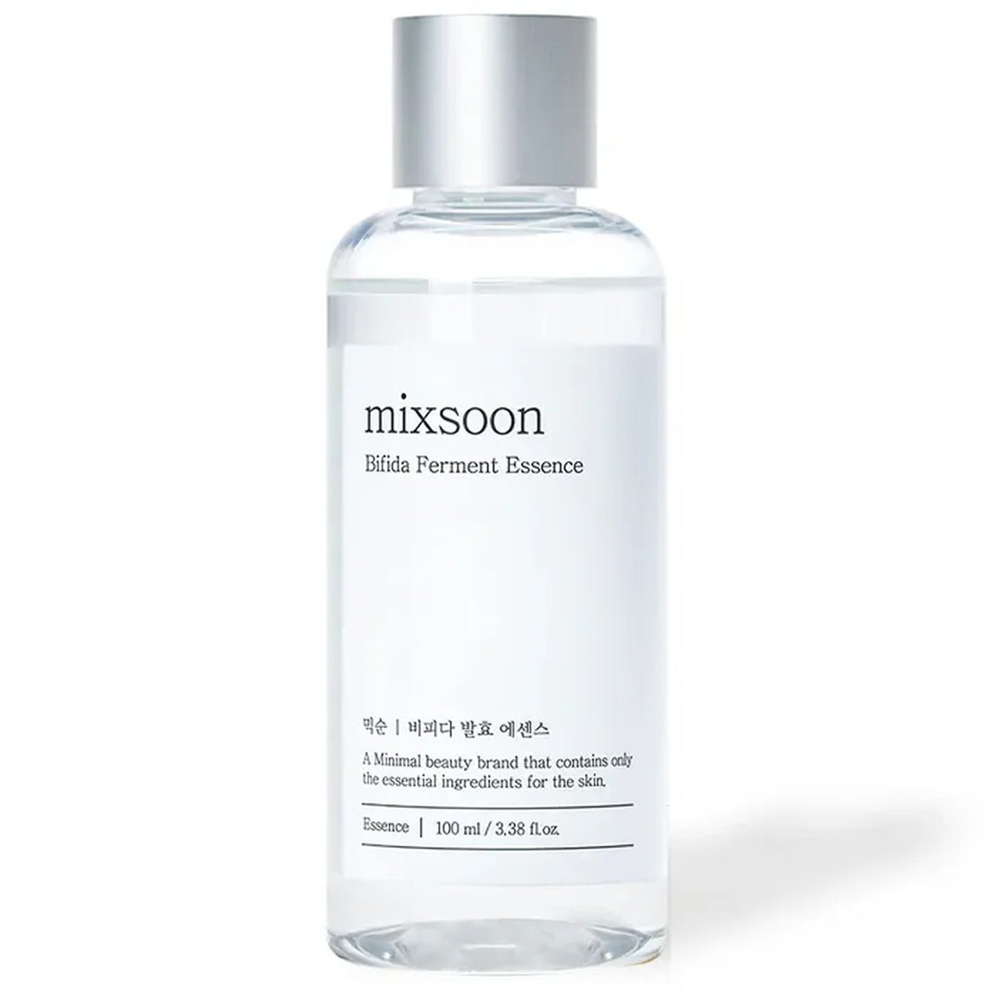 Clear bottle of mixsoon Bifida Ferment Essence on a white background