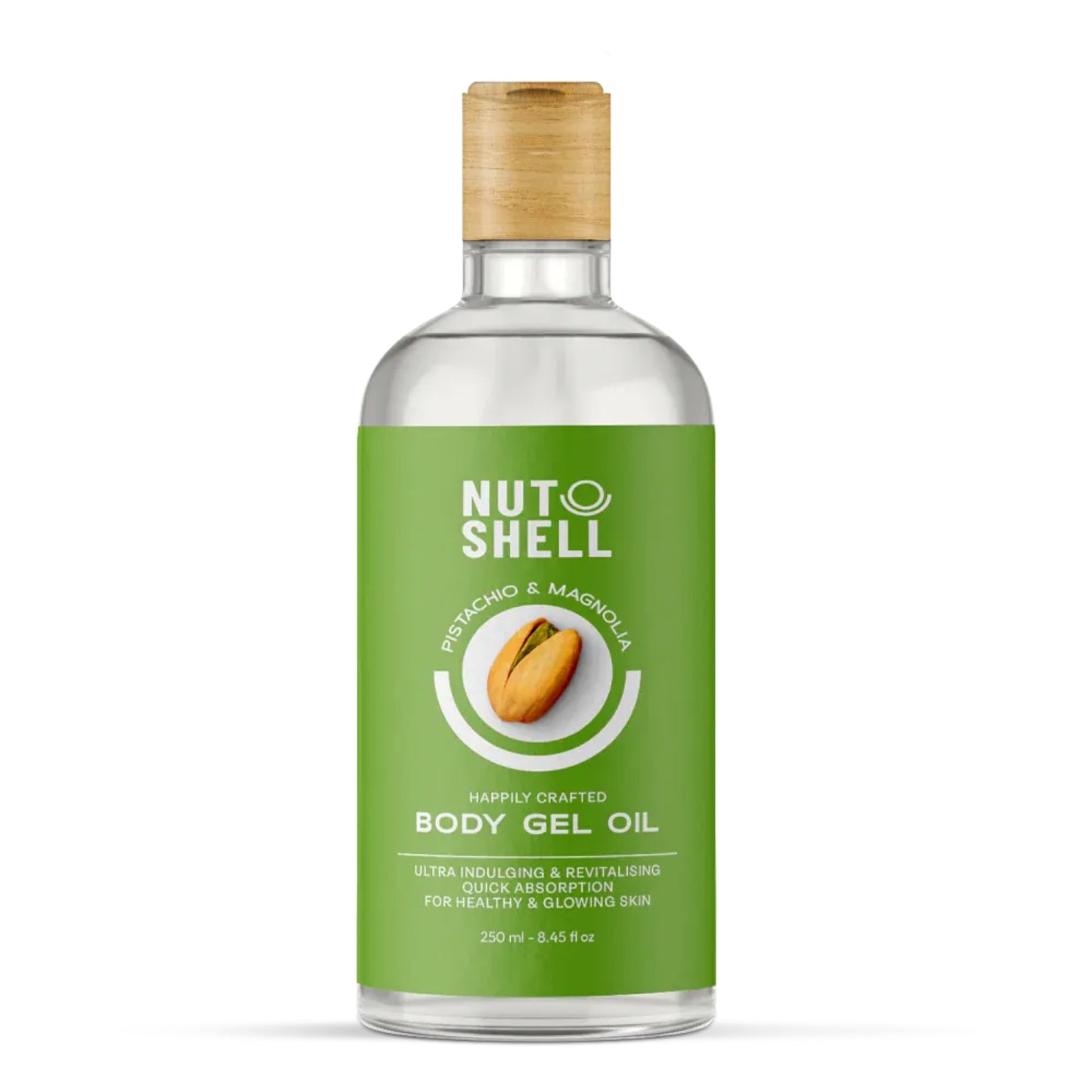 Nutshell Pistachio & Magnolia Body Gel Oil 250ml for skin hydration