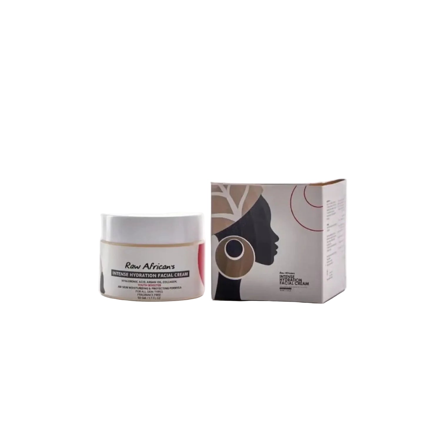 Raw African Intense Hydration Facial Cream with Hyaluronic Acid 50g for deep moisturization
