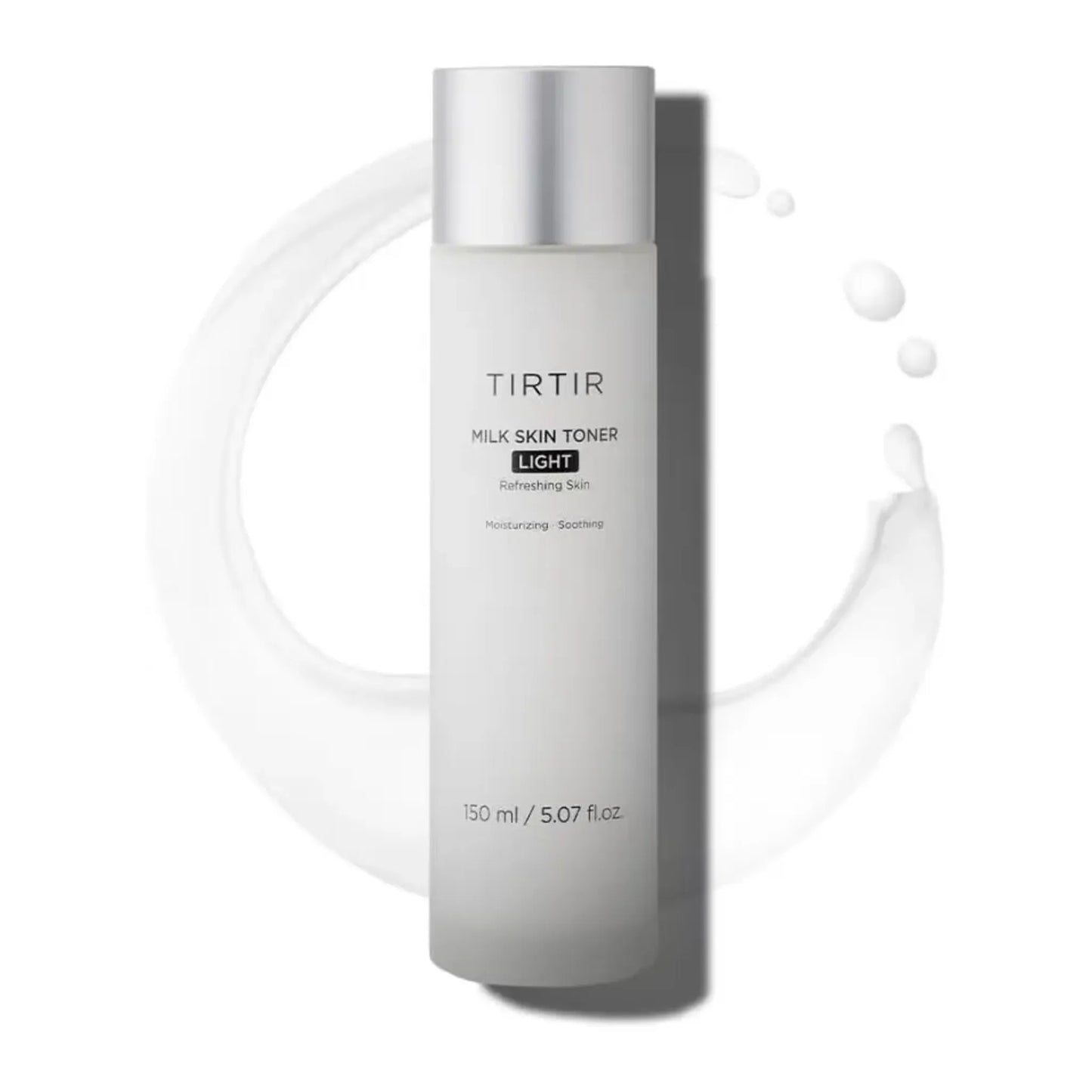 TIRTIR milk skin toner bottle on a white background