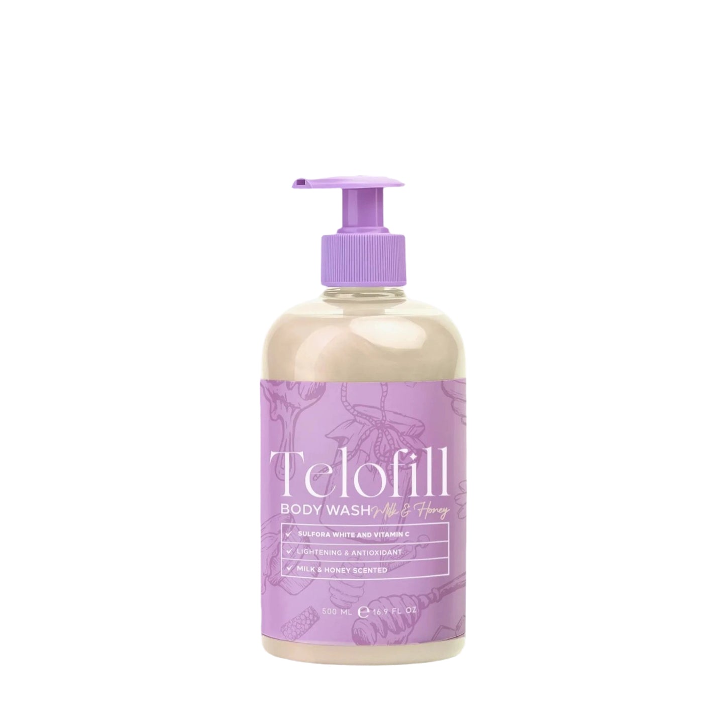 Telofill Milk & Honey Body Wash 500ml for skin nourishment
