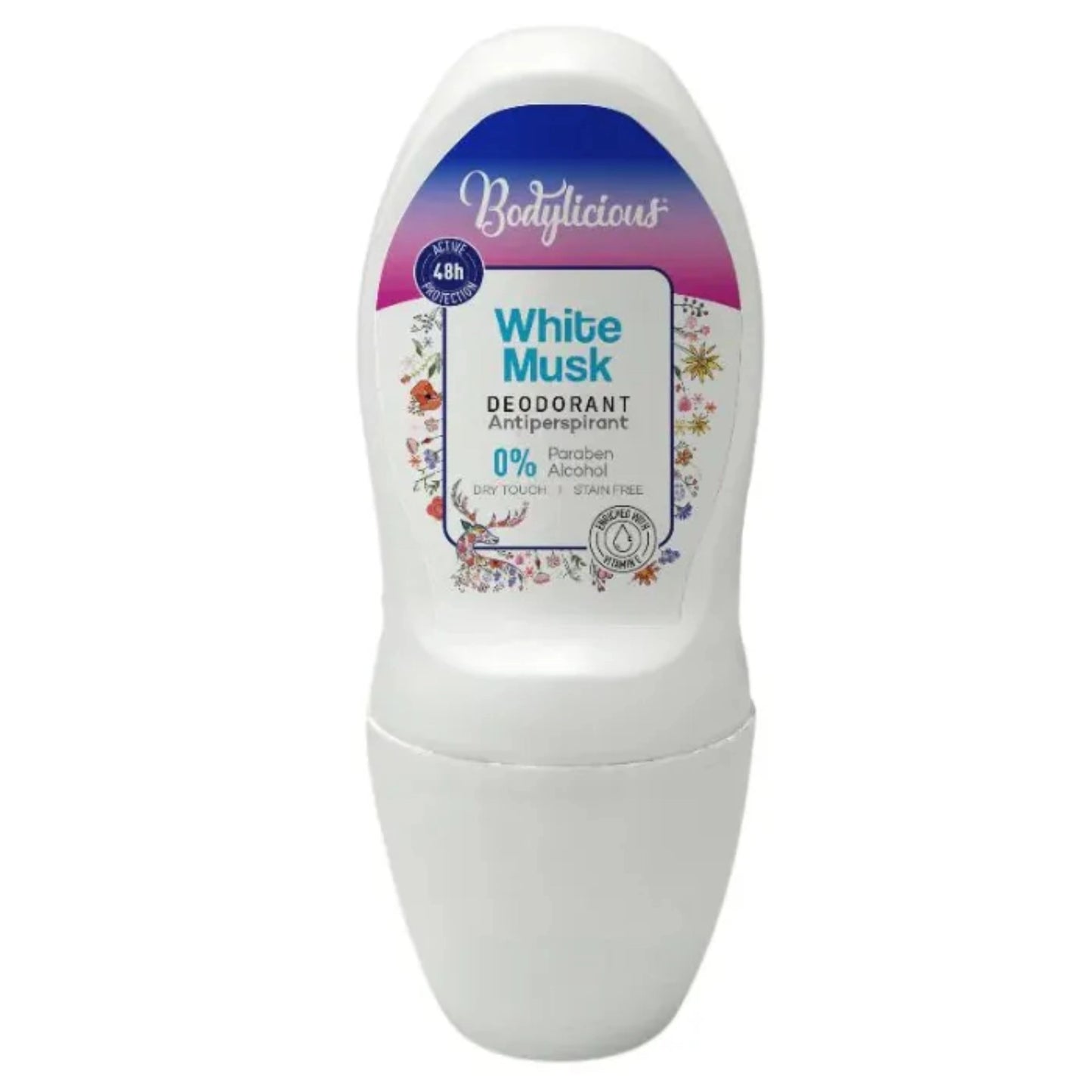 Bodylicious Deodorant Roll-On White Musk 50ml for long-lasting freshness