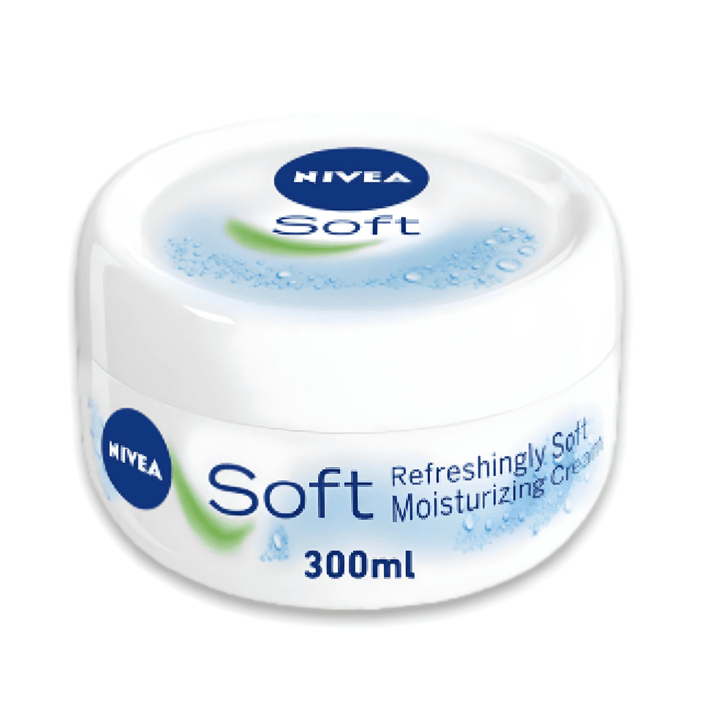 "NIVEA Soft Moisturizing Cream 300ml for softening and hydrating the skin"