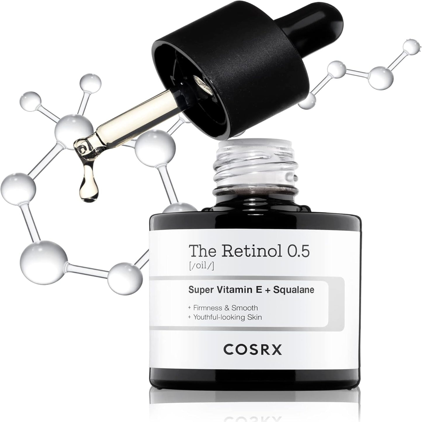 Cosrx skincare serum bottle with dropper on a white background