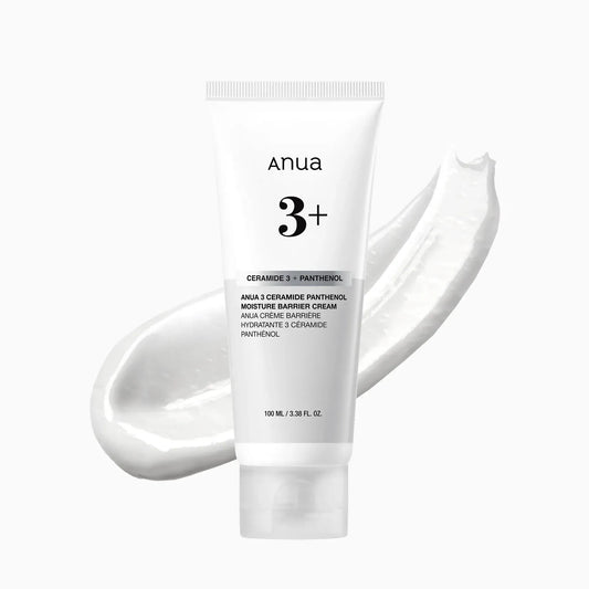 Anua 3+ skincare cream tube on a white background