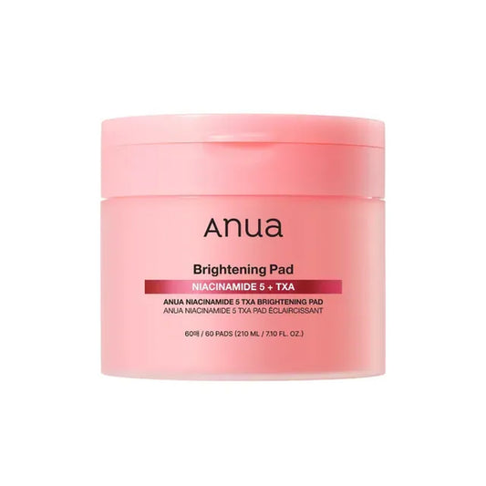 Pink container of Anua Brightening Pad on a white background