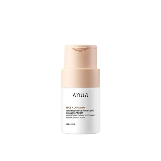 Anua cleansing powder bottle on a white background