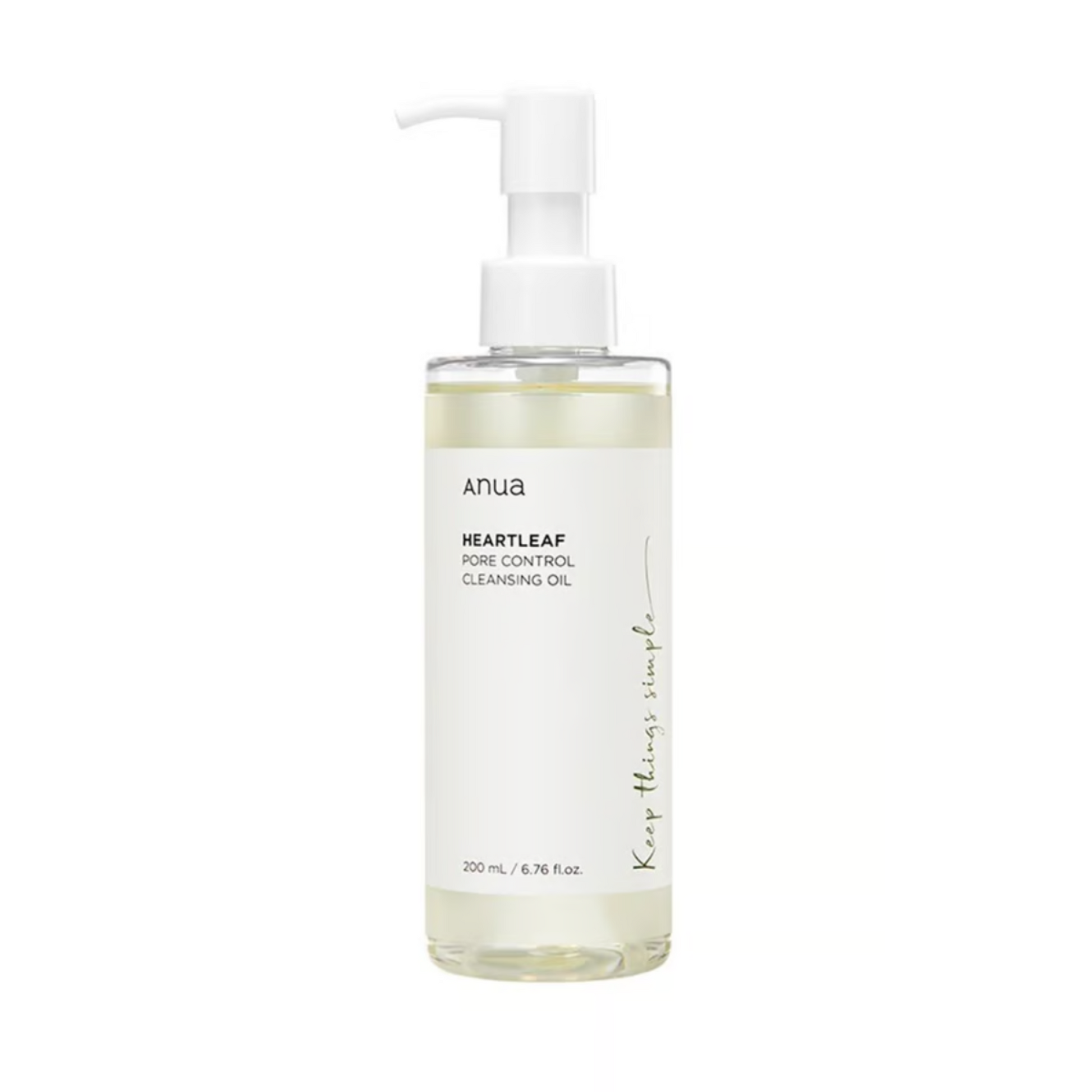 Bottle of Anua Heartleaf Pore Control Cleansing Oil on a white background