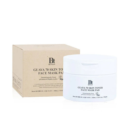 Benton Guava 70 Skin Toner Face Mask Pad packaging on a white background