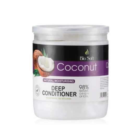 Jar of Bio Soft Coconut Deep Conditioner on a white background