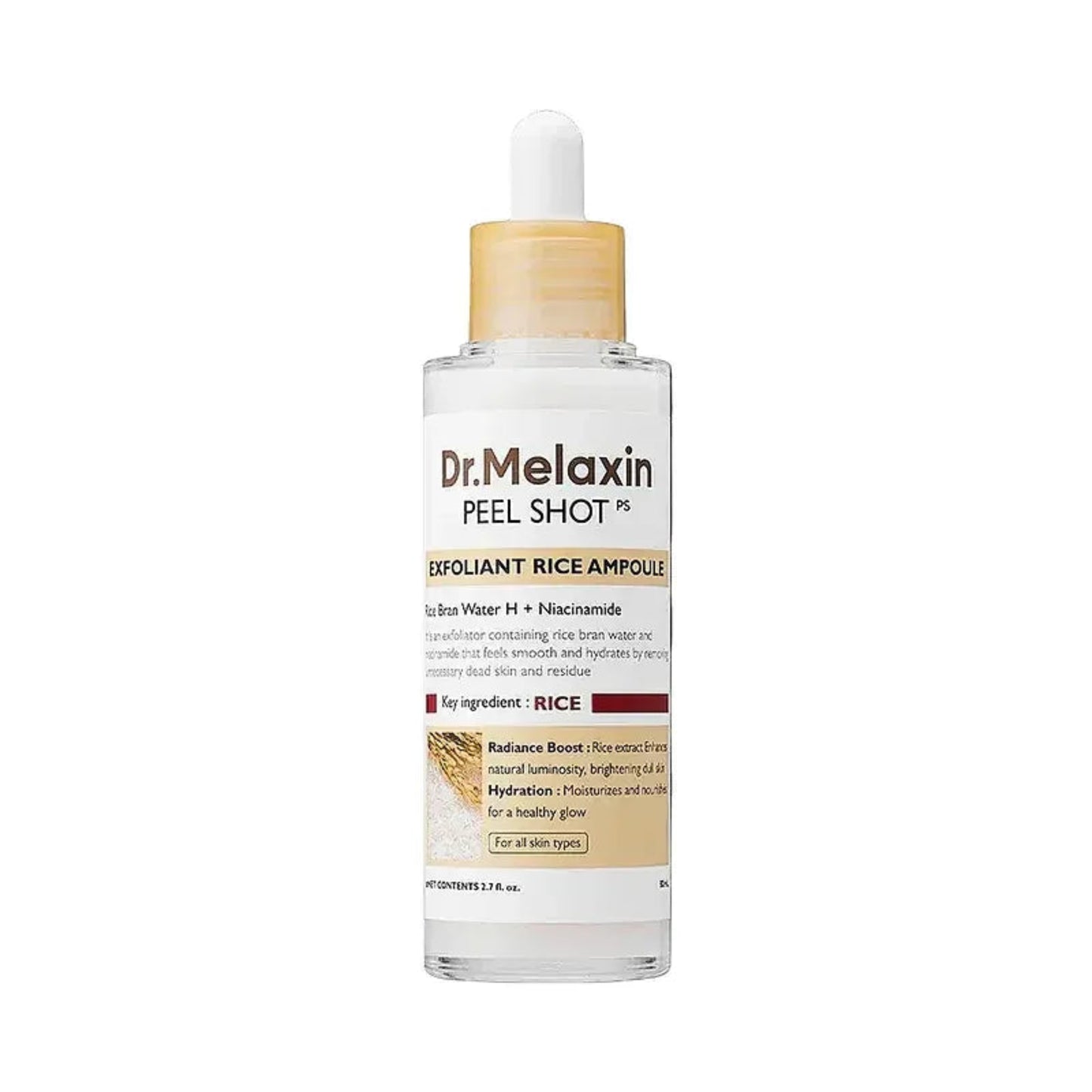 Dr. Melaxin peel shot ampoule bottle on a white background