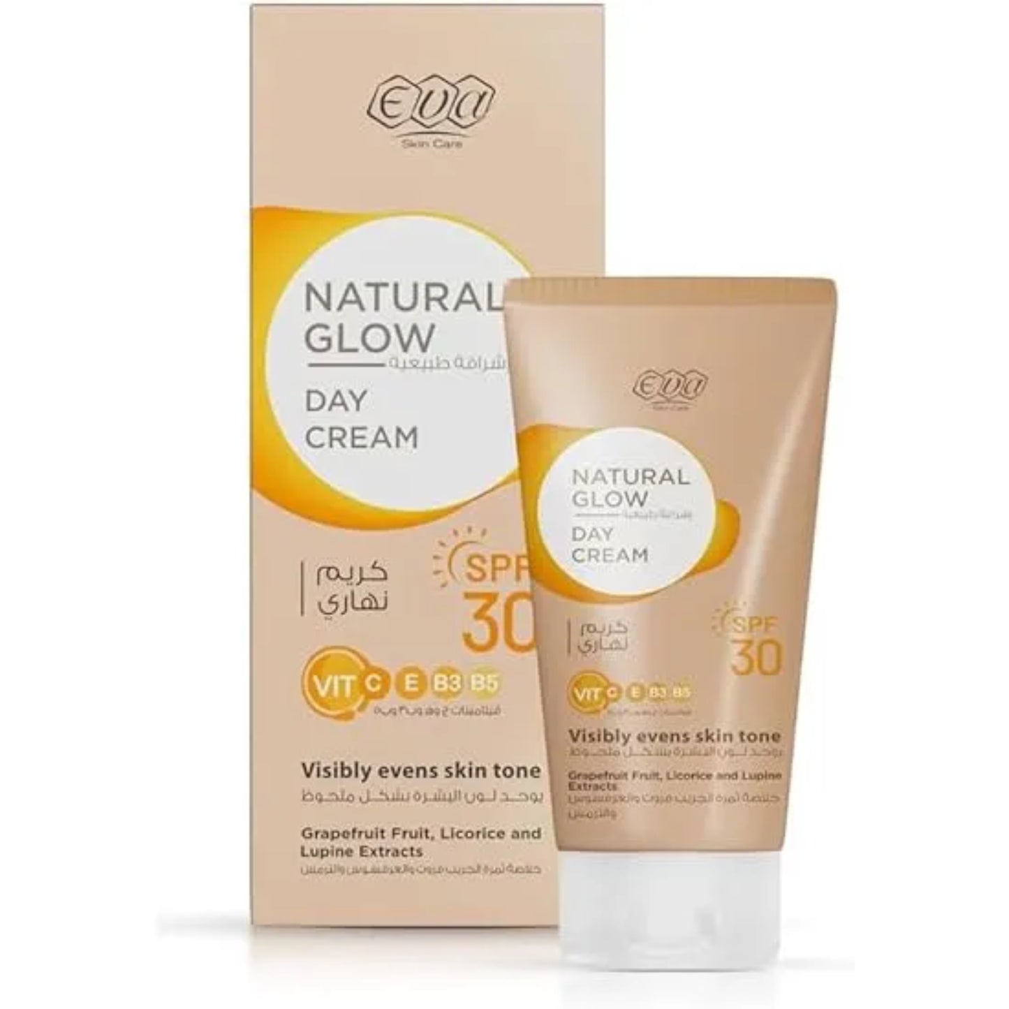 Eva Skin Care Natural Glow Day Cream with SPF 30ml for sun protection and radiance
