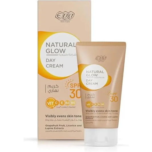 Eva Skin Care Natural Glow Day Cream with SPF 30ml for sun protection and radiance
