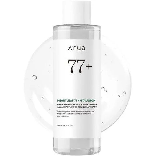 Anua skincare bottle with text on a white background