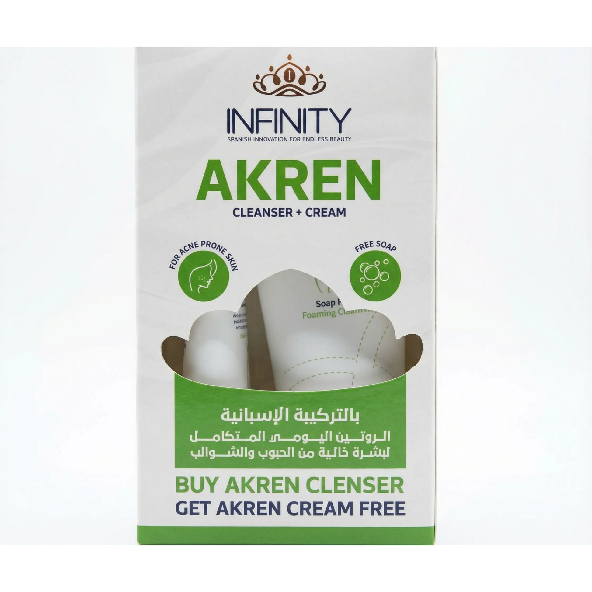 Infinity Akren Cleanser and Cream Set for acne-prone skin
