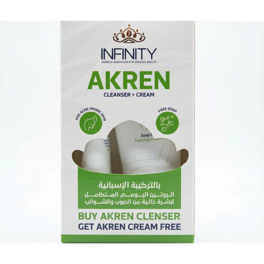 Infinity Akren Cleanser and Cream Set for acne-prone skin
