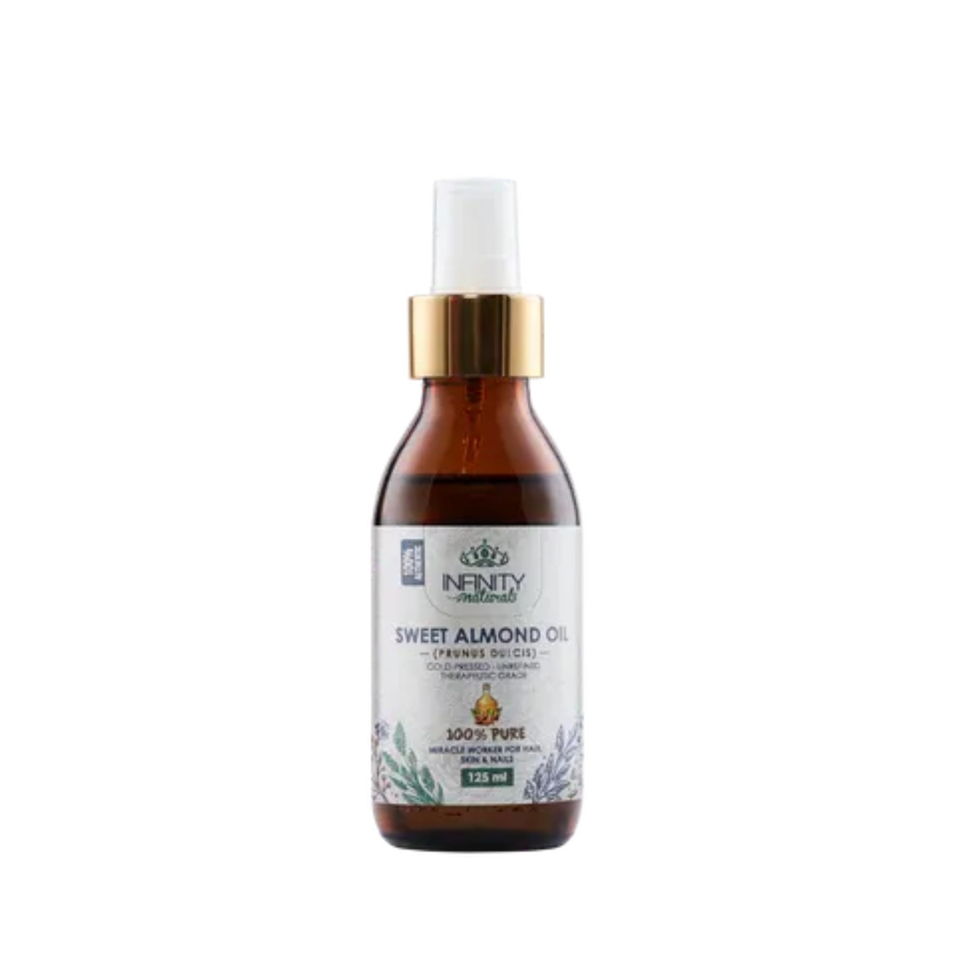 Infinity Naturals Sweet Almond Oil 125ml for skin and hair nourishment
