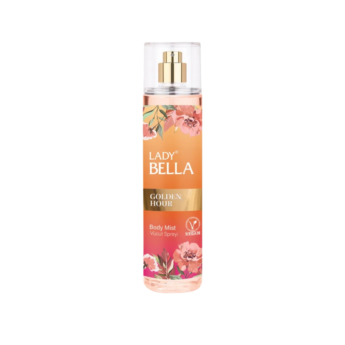 Lady Bella Body Mist Golden Hour 200ml for long-lasting fragrance
