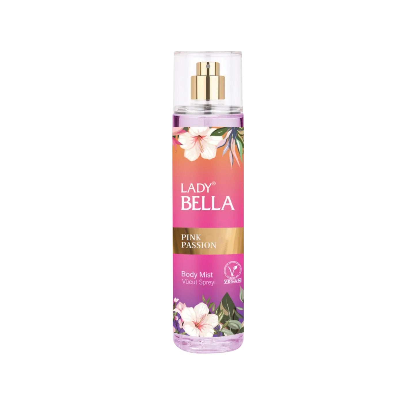 Lady Bella Body Mist Pink Passion 200ml for refreshing fragrance
