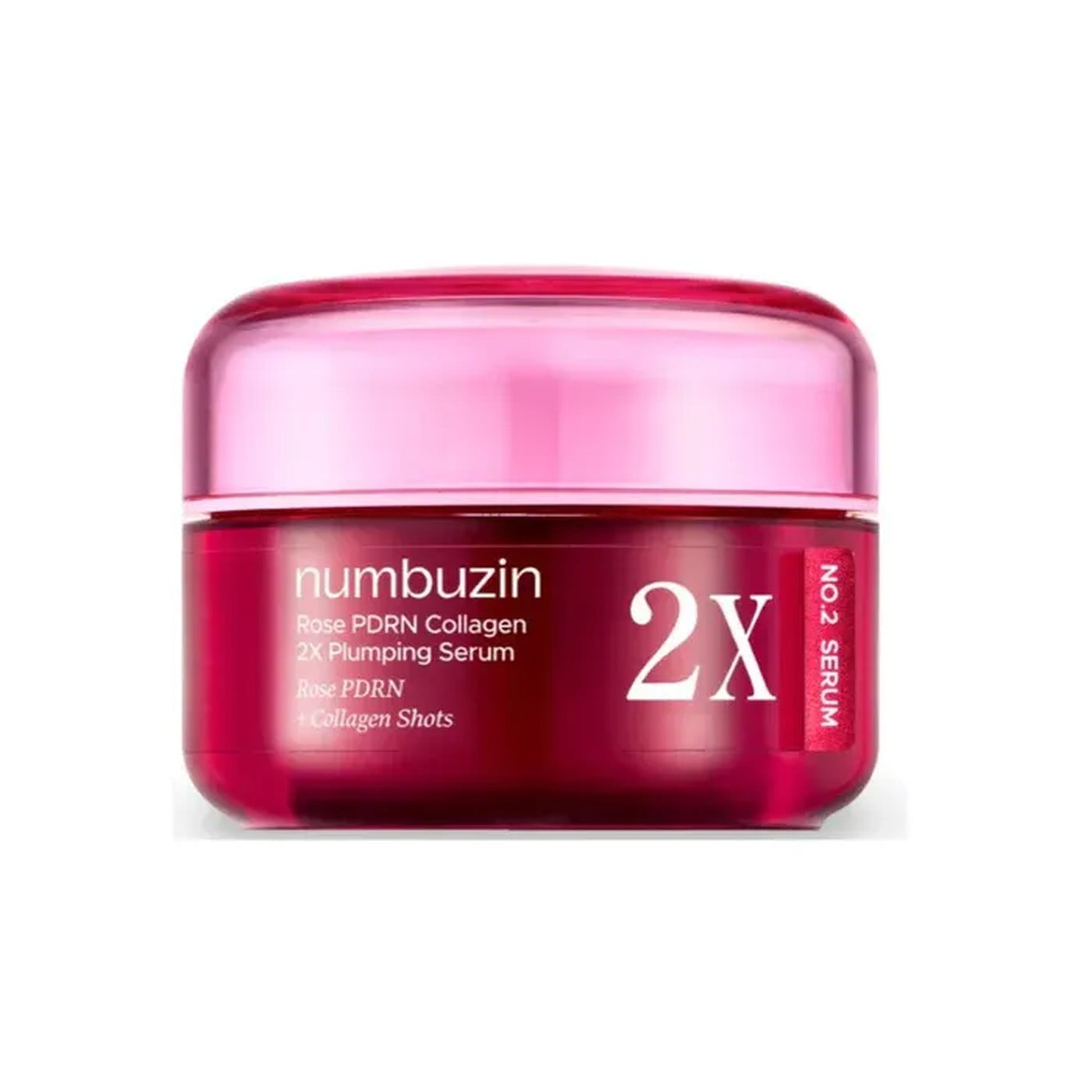 Red skincare serum jar with 'numbuzin' branding on a white background