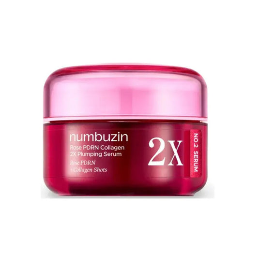 Red skincare serum jar with 'numbuzin' branding on a white background