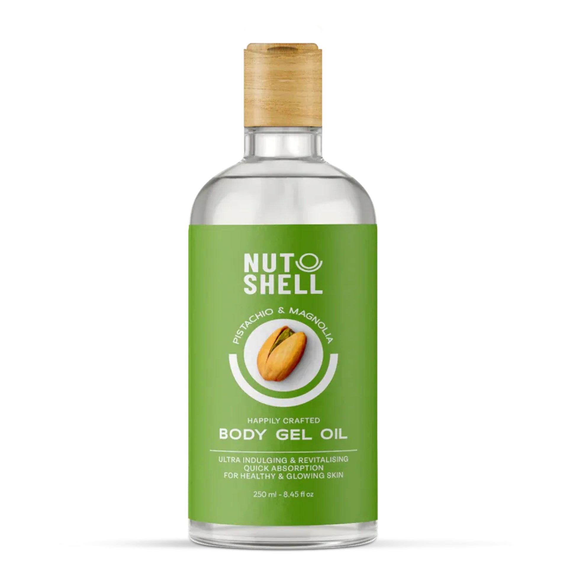 Nutshell Pistachio & Magnolia Body Gel Oil 250ml for skin hydration
