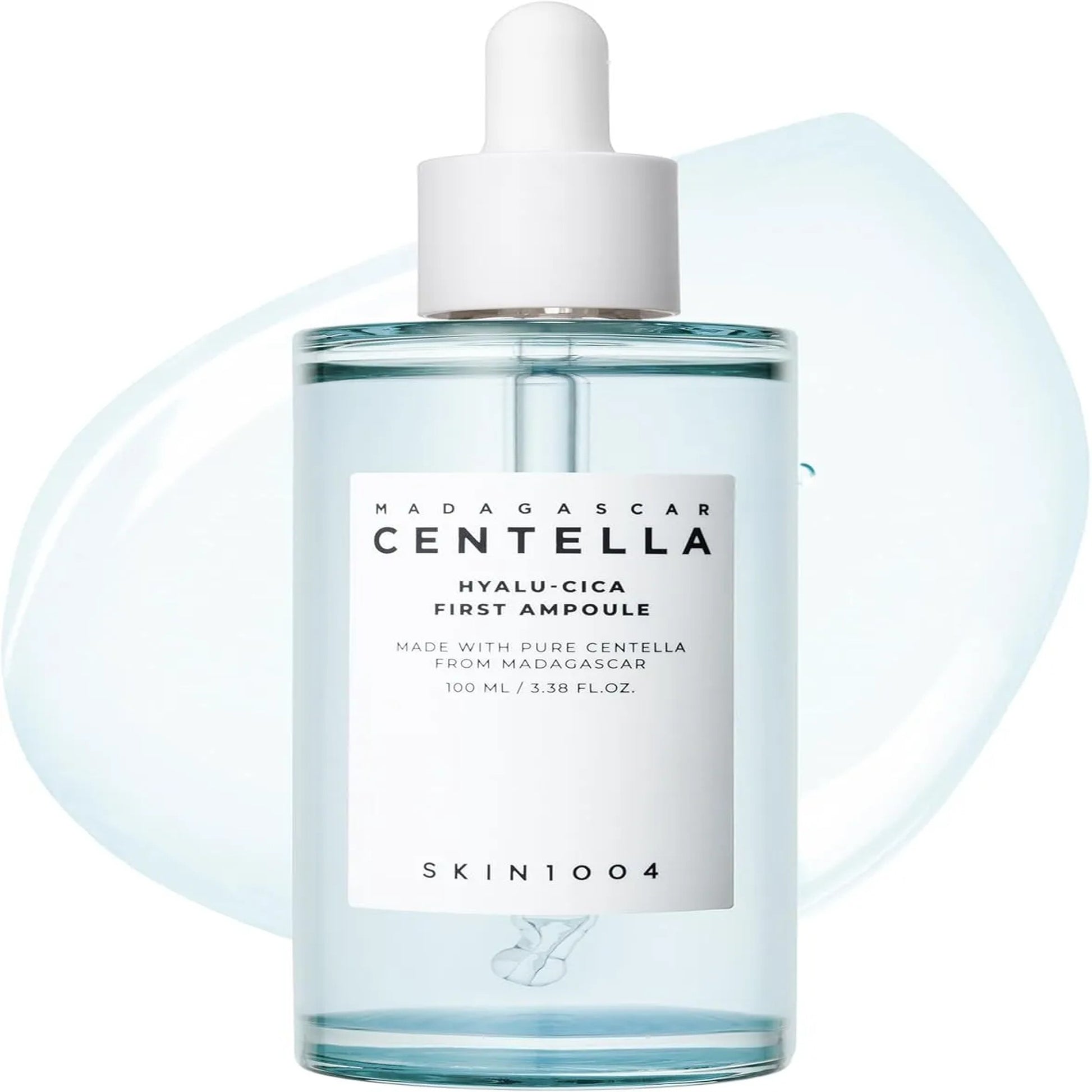 SKIN1004 Madagascan Centella Hyalu-Cica First Ampoule bottle with dropper on a white background