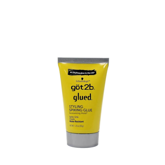 Tube of got2b glued styling spiking glue on a white background