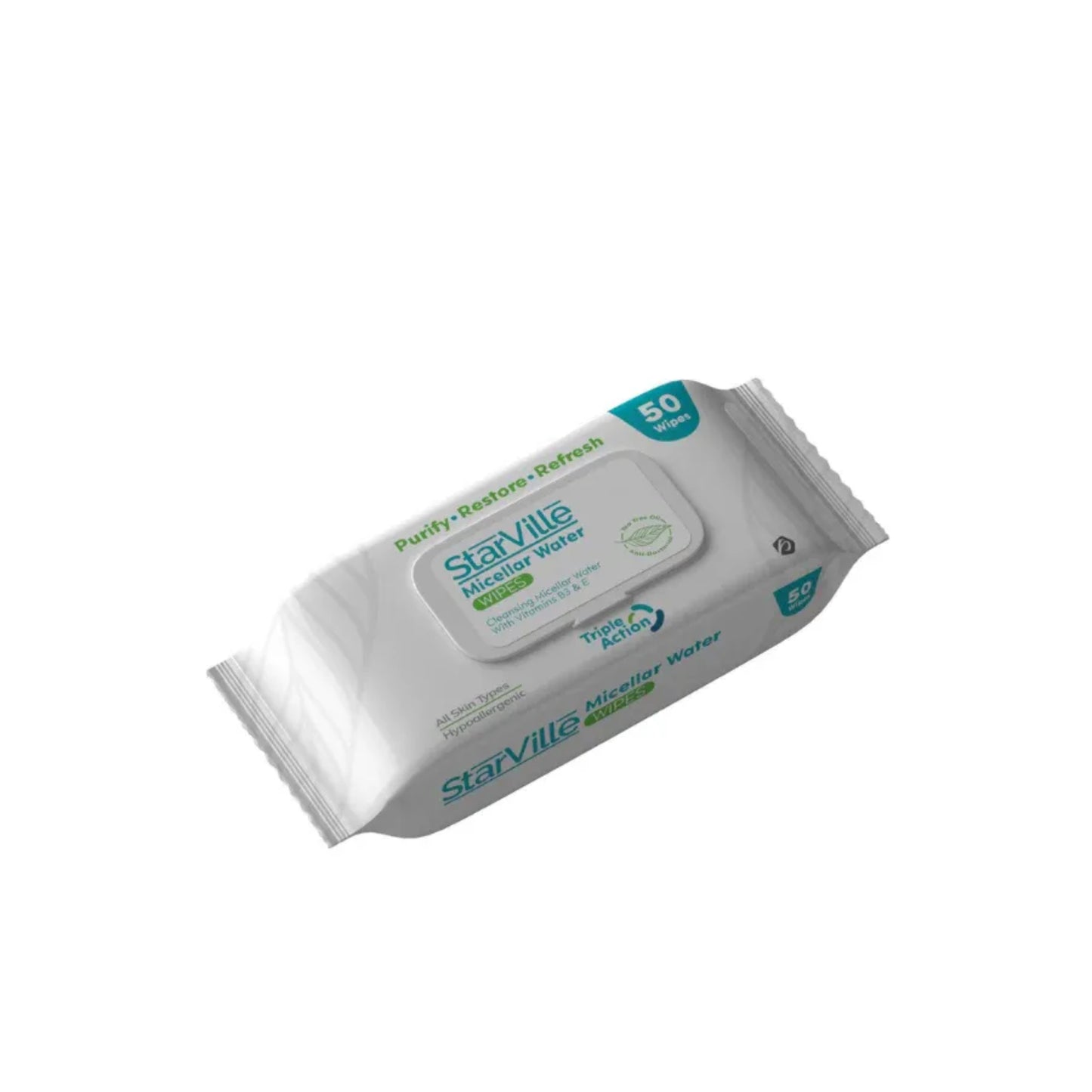 Starville Micellar Water Wipes 50pcs for makeup removal and cleansing
