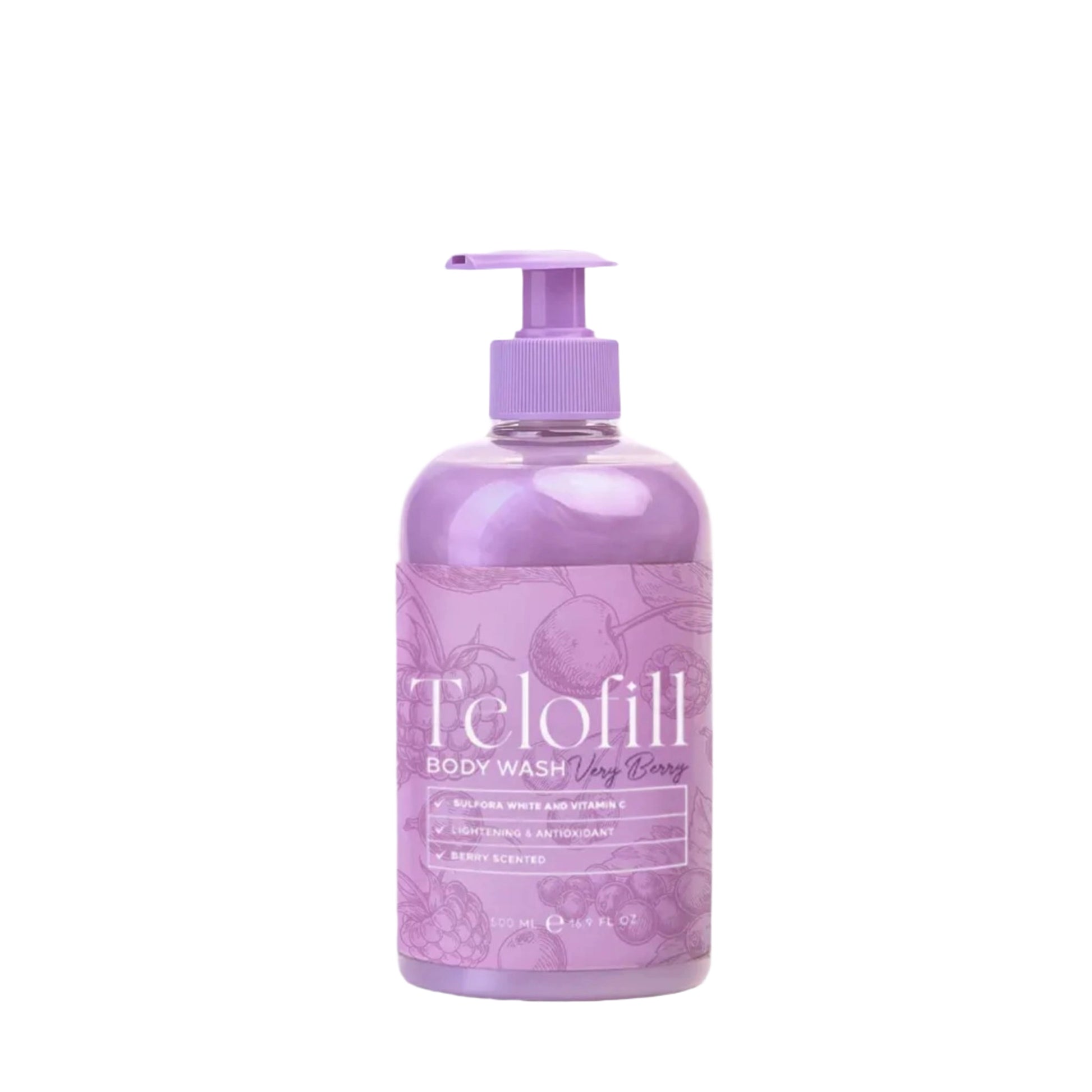 Telofill Very Berry Body Wash 500ml for gentle cleansing
