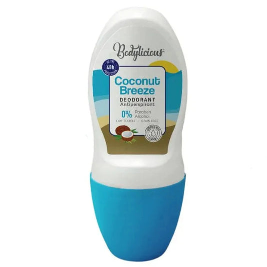 Bodylicious Deodorant Roll-On Coconut Breeze 50ml for odor protection
