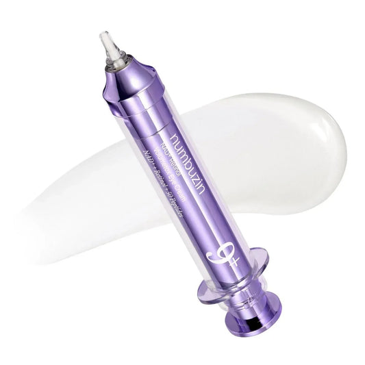 Purple numbing cream applicator with a white ball on a white background